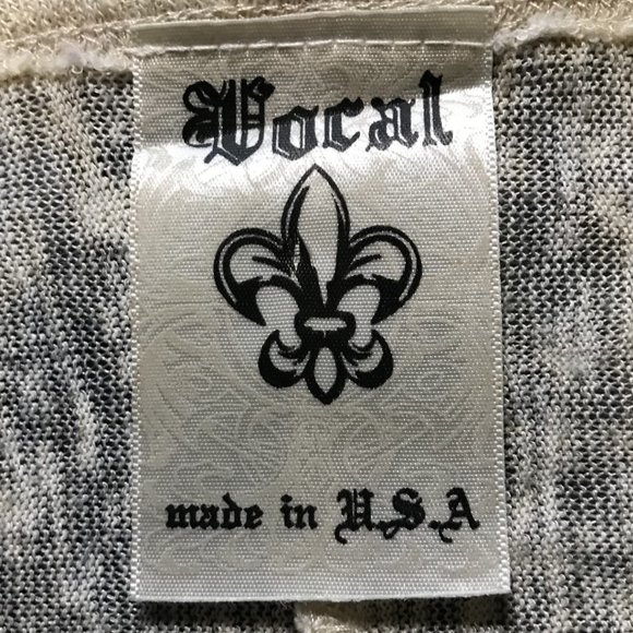 Vocal Distressed American Flag Long Sleeve Tee w/ Embellished Stars - Picture 2 of 6